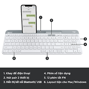 Bàn Phím Không Dây Bluetooth Logitech K580 - Hàng Chính Hãng