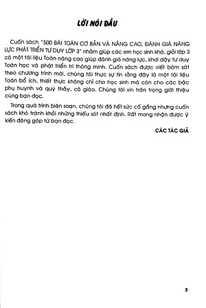 500 Bài Toán Cơ Bản Và Nâng Cao Lớp 3 (Đánh Giá Năng Lực Phát Triển Tư Duy)