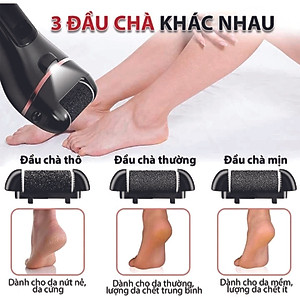 Máy chà gót chân tẩy tế bào chết 3 đầu mài 2 chế độ cao cấp, máy mài gót chân đa năng - tặng kèm bộ phụ kiện 10 món