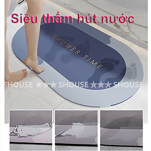 Thảm Lau Chân, COMBO 2 CHIẾC, Thảm Chùi Chân Silicon Siêu Thấm Nước, Chống Trượt, Thảm Phòng Khách, Nhà Tắm