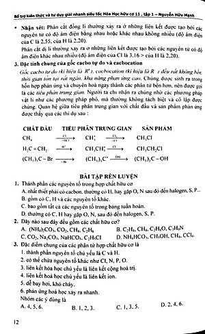 Sách Bổ Trợ Kiến Thức Và Tư Duy Giải Nhanh Siêu Tốc Hóa Học Hữu Cơ Lớp 11 (Tập 1)