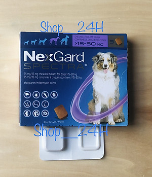1 viên NexGard Spectra trị ghẻ, viêm da, giun, ve rận (chó 15 - 30kg)