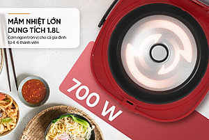 NỒI CƠM ĐIỆN 1.8L SUNHOUSE SHD8611R (700W) - Hàng chính hãng
