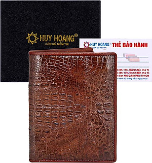 Ví Nam Da Cá Sấu Nguyên Con Kiểu Đứng Huy Hoàng HT2239 (12.5 x 10 cm) - Nâu Đất