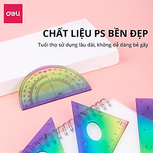 Bộ 4 Dụng Cụ Eke Thước Kẻ Thước Đo Góc Đo Độ Học Sinh Ombre Màu Thời Thượng Deli - Eke Tam Giác Vuông Đồ Dùng Toán Học Dụng Cụ Hình Học - EH652
