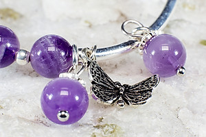 Vong Tay Phong Thủy Thạch Anh Tím Thiên Nhiên Mix Bạc 925 Cho Mạng Kim Thủy, Món Qùa Trang Sức  Phong Thủy May Mắn Ý Nghĩa  VT016