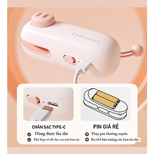 Máy Hàn Miệng Túi Cầm Tay Cute, Máy Ép Miệng Túi Đồ Ăn Vặt Sạc Pin Tích Hợp Nam Châm Kèm Đầu Cắt Tiện Dụng - Hàng Chính Hãng MINIIN