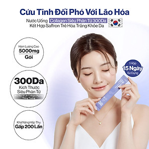NƯỚC UỐNG COLLAGEN GILAA SIÊU PHÂN TỬ 300DA KẾT HỢP SAFFRON TRẺ HÓA TRẮNG KHỎE DA (20g x 15 gói)
