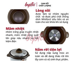 Nồi cơm điện cao cấp Smartcook, nồi cơm điện nắp rời dung tích 1.2L công suất 400W RCS-1786 Hàng chính hãng