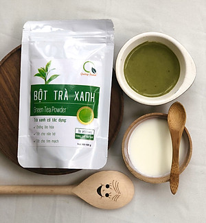Bột Trà Xanh Sấy Lạnh Nguyên Chất Quảng Thanh Gói 100gr - Đắp mặt làm dịu da, kháng khuẩn, kháng viêm, giảm cân