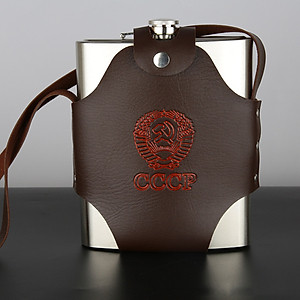 Bình Inox Đựng Rượu CCCP Truyền Thống Dung Tích 2.0L Dày 0,6 ly - 64OZ ( Loại 1 ), Kèm Bao Da Phong Cách.