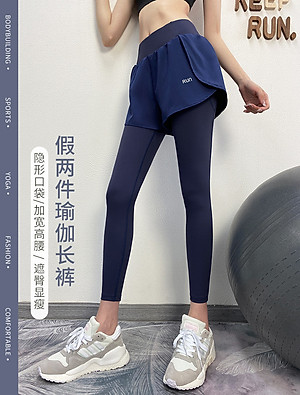  Quần Legging Nữ 2 Trong 1 Có Túi Co Giãn Thắt Lưng Tập Luyện Quần Tập Yoga Tập Thể Dục Tập Gym Thể Thao