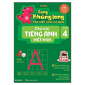 Sách Cùng Khủng Long Tập Viết Chữ Cơ Bản - Chữ Cái Tiếng Anh Viết Hoa - Quyển 4 - Sticker Bé Trai