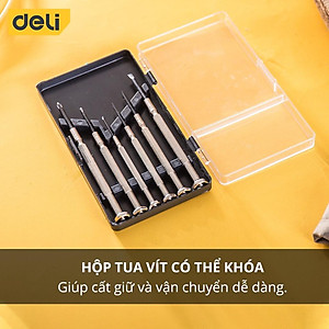 Bộ Tua Vít Đa Năng 6 Chiếc Deli Cao Cấp Chính Hãng - Nhỏ Gọn, Tiện Ích, Dễ Dàng Sử Dụng - Thiết Thể Đẹp Mắt - EDL3206