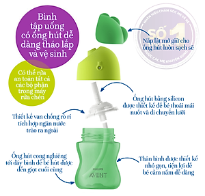 Bình tập uống bằng nhựa có ống hút Philips Avent SCF796/00(200ml/7oz) cho bé từ 9 tháng tuổi