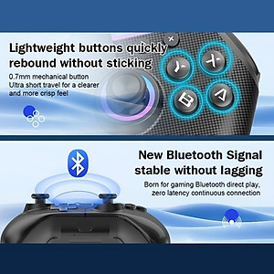 Gamepad tay game Không dây Bluetooth CM617 led RGB cho máy tính, laptop, smartphone, máy tính bảng, máy game hàng nhập khẩu