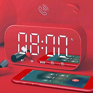 Loa Bluetooth Mini Cao Cấp S5 Hỗ Trợ USB Kiêm Đồng Hồ Báo Thức Và Gương Soi Tiện Lợi + Tặng Tai Nghe Nhét Tai