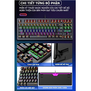 Bàn phím cơ máy tính - Bàn phím cơ gaming Crack K2 PRO, LED RGB 10 chế độ nháy khác nhau dành cho máy tính, laptop