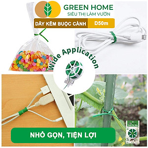 Dây Buộc Cành GreenHome, Dài 50m, Kẽm Bọc Nhựa, Tích Hợp Đầu Cắt Tiện Lợi, Cố Định Thân Cây, Làm Giàn Leo