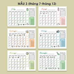 Lịch để bàn 2024 [TẶNG 12/2023], lịch 2024 có lịch âm, note ngày lễ, tone màu pastel cute 3, planne