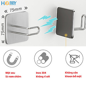Combo 2 móc treo đồ bếp có nam châm hít inox 304 Hobby Home Decor MTDN