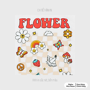 Đồ bộ cộc tay bé gái Bigfox Miss Meow size đại mùa hè vải cotton kiểu Hàn Quốc in Flower Power cỡ 3-11 tuổi 25kg 30kg