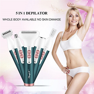 Máy tẩy lông tẩy và nhổ lông toàn thân, cạo lông tay chân, tẩy sạch lông vùng bikini sử dụng pin sạc chuyên nghiệp điều chỉnh 5 Đầu Thay Thế - Hàng Chính Hãng - Giao Màu Ngẫu Nhiên