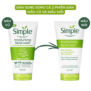 Sữa rửa mặt Simple giúp cấp ẩm, da trông khỏe và mịn màng - cho da khô nhạy cảm 150ml [CHÍNH HÃNG ĐỘC QUYỀN] [MỚI]