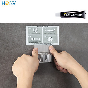 Combo 2 móc treo cán chổi dán tường inox 304 Hobby home decor CV-2 có keo dán