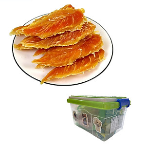 Ức gà sấy khô 400g ăn vặt cho chó mèo Saly Q PF13.1TK (mẫu hộp ngẫu nhiên)