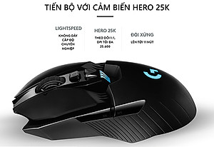 Chuột game không dây Lightspeed RGB Logitech G903 - Cảm biến Hero 25k, pin sạc 140h+, thiết kế thuận cả 2 tay, pin 180h, PC/Mac - Hàng chính hãng