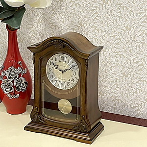 Đồng hồ để bàn Nhật Bản Rhythm CRJ717CR06 , Kt 24.0 x 32.5 x 12.5cm, 1.7kg Vỏ gỗ. Dùng Pin.