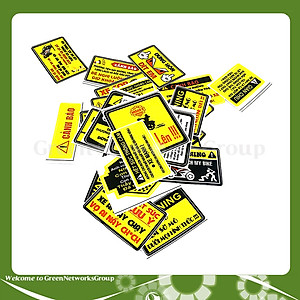 Bộ 5 Tem Cảnh Báo Dán Xe Máy, Sticker Dán Nón Bảo Hiểm Chống Thấm Nước Green Networks Group