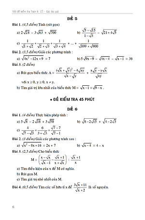 100 ĐỀ KIỂM TRA TOÁN 9 - NGUYỄN ĐỨC TẤN - KV