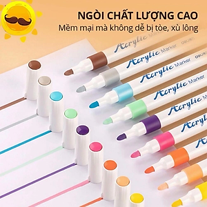 Bút lông tô màu Crylic Marker 60 màu cao cấp vẽ trên nhiều chất liệu, không thấm nước, chống nhòe dành cho học sinh - Hàng chính hãng 