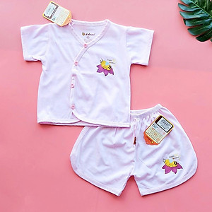 Bộ sơ sinh cotton tay ngắn cài lệch nhiều màu cho bé