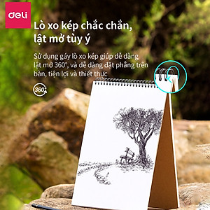 Sổ Vẽ Phác Thảo Deli - Gáy Lò Xo - Khổ Dọc A4 - Giấy Định Lượng 110Gsm / 160Gsm - 73357 / 73634