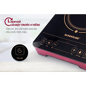 Bếp hồng ngoại cảm ứng Sunhouse SHD6014, Công suất 2000W, Tặng kèm vỉ nướng, Hàng chính hãng - Bảo hành 12 tháng