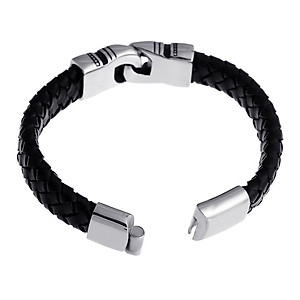 Stainless Steel Braided Leather Bracelet for Men Bangle Wrap  Clasp