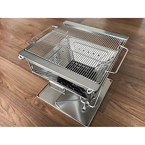 Bếp nướng than than hoa inox đồ cắm trại Campingmoon campoutvn MT35 du lịch dã ngoại xếp gọn có túi kèm theo dùng 8-10 người ăn A015