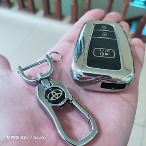 Bao chìa khoá ô tô xe Toyota Corolla CROSS nút silicon mạ crom Full hộp