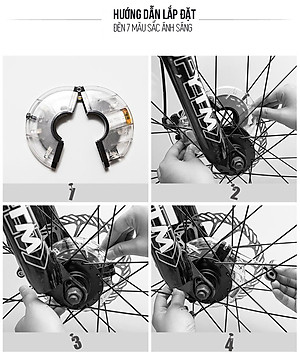 Đèn Led Gắn Bánh Xe Đạp 7 Màu (Trục Giữa phi 19-36mm) Có Sạc Điện USB Chống Nước Trang Trí Cho Xe Đạp Người Lớn Mai Lee