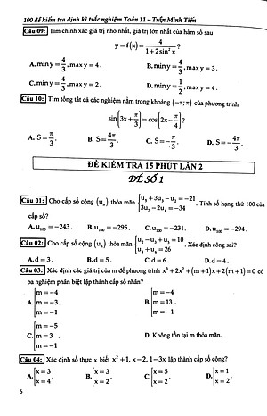 Sách 100 Đề Kiểm Tra Định Kì Trắc Nghiệm Toán Lớp 11