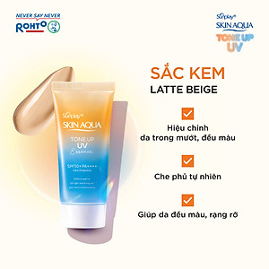 Kem chống nắng nâng tông Skin Aqua Tone up Latte Beige cho mọi tông da, dạng tinh chất Sunplay Skin Aqua Tone Up UV Essence Latte Beige SPF 50+ PA++++ 50g