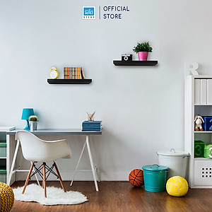 Bộ 2 Kệ Gỗ Thanh Ngang Rộng 20cm, Dày 25mm Màu Đen Thương hiệu SIB Decor KT005