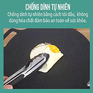 Chảo Đá Nướng Thịt Kiểu Hàn Quốc, Vỉ Nướng BBQ Chống Dính Không Cần Dầu Size 34cm Hàng Chính Hãng MINIIN