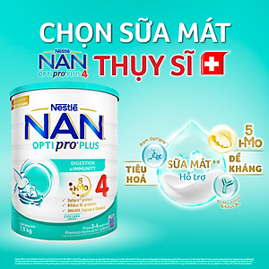Bộ 3 Lon Sữa bột Nestlé NAN OPTIPRO PLUS 4 1500g/lon Giúp tiêu hóa tốt + Tăng cường đề kháng (2 - 6 tuổi) - Tặng Nồi lẩu điện A2