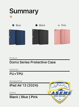 [iPad Air 6 M2] Bao Da Chính Hãng Dux Ducis Domo Kèm Khay Đựng Bút Dành Cho iPad Air 6 M2 -11 inch 2024. iPad Air 6 M2 - 13 inch 2024 - Hàng Nhập Khẩu 