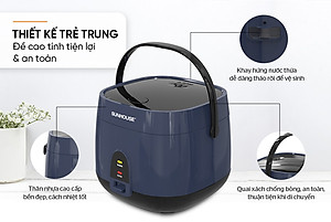 NỒI CƠM ĐIỆN 1.8L SUNHOUSE SHD8611N (700W)- Hàng chính hãng