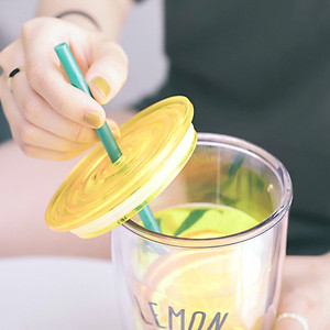 Ly nhựa 2 lớp Lock&Lock HAP507 750ml - Hàng chính hãng, có ống hút, có nắp đậy - Tặng kèm cọ rửa